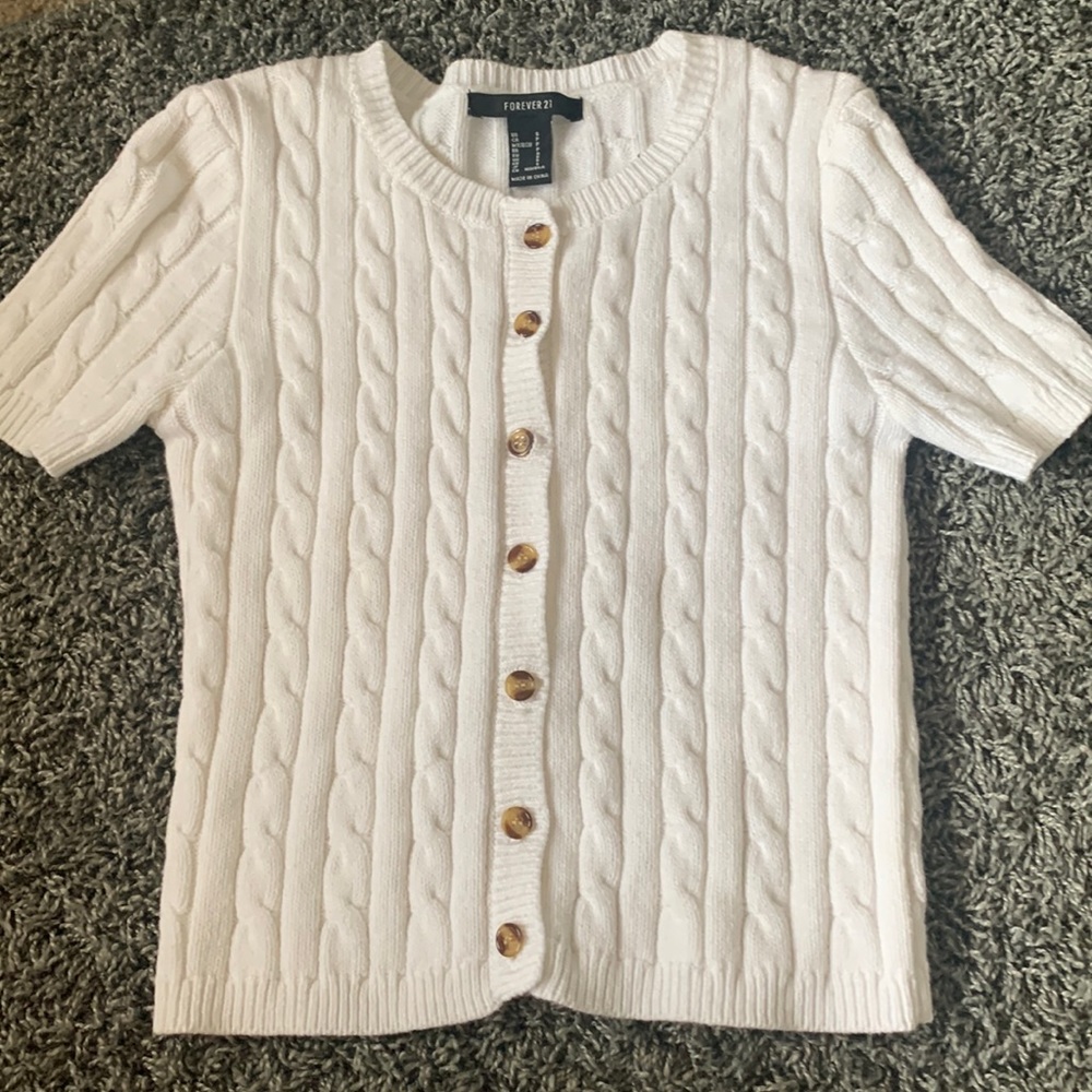 Forever 21 White Cable Knit Top